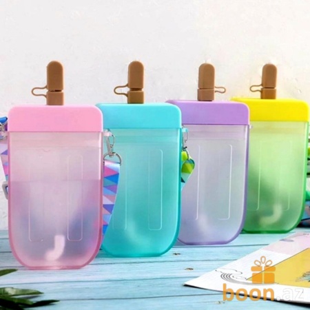 Бутылка для воды в форме "Эскимо" с трубочкой  Ice cream bottle